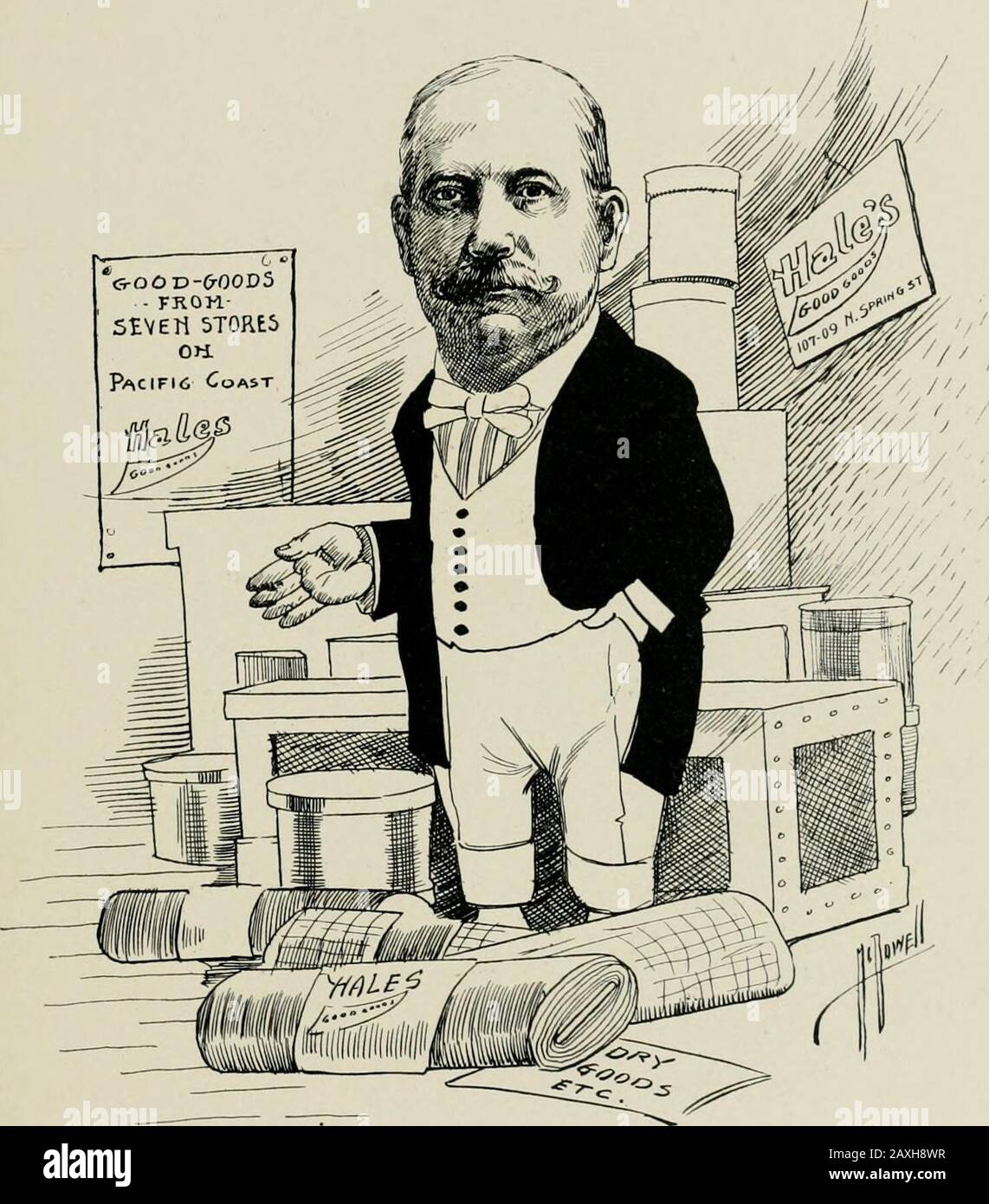 'As we see 'em,' a volume of cartoons and caricatures of Los Angeles citizens . M. A. HAMBURCF.R,President A. Hamburger & Sons. / / /. J. M. HALE,Dipartmeiit Store. Stock Photo