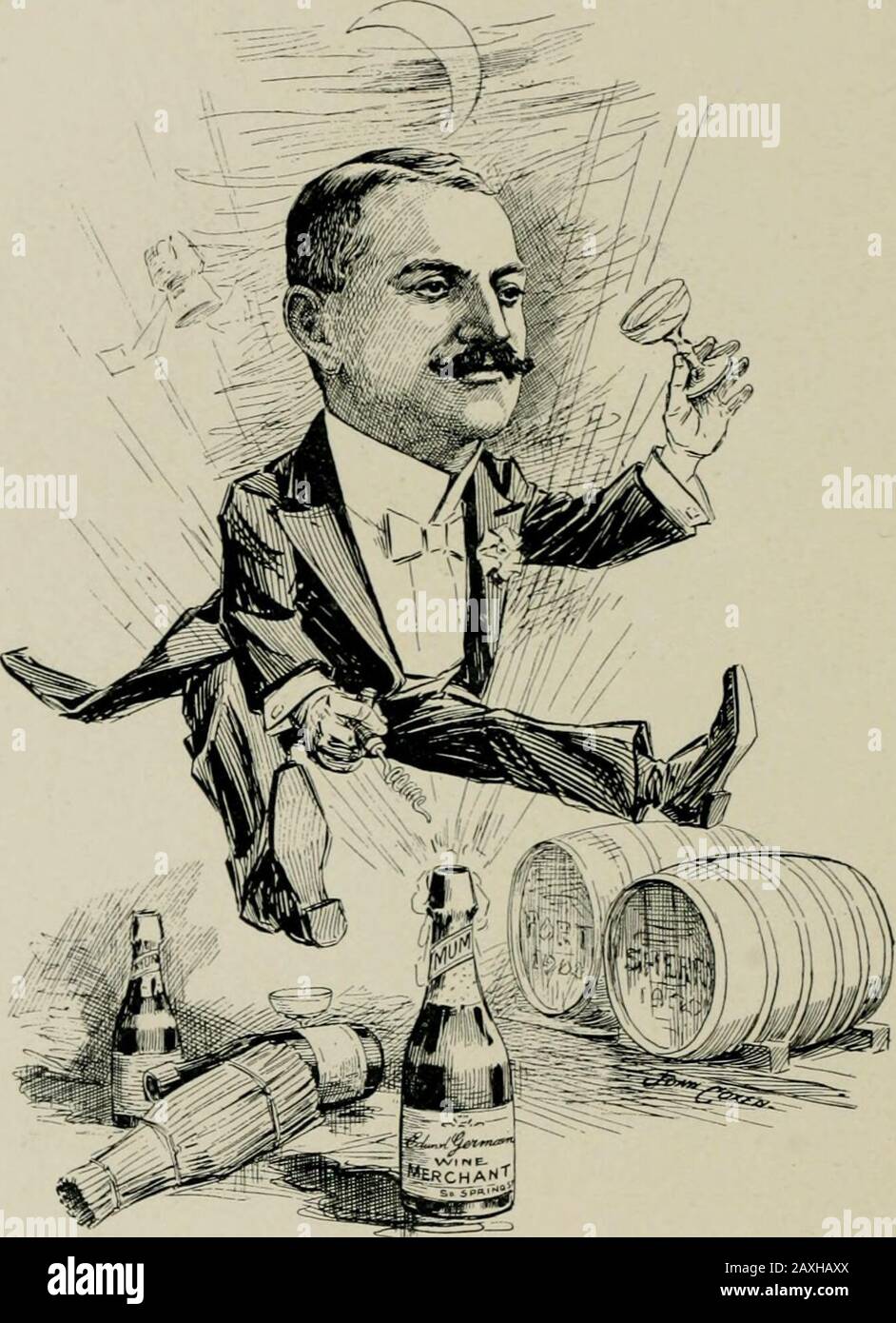 'As we see 'em,' a volume of cartoons and caricatures of Los Angeles citizens . V. S. GARRETT,Architect.. EDWARD GERMAIN,President Edward Germain Wine Co. Stock Photo