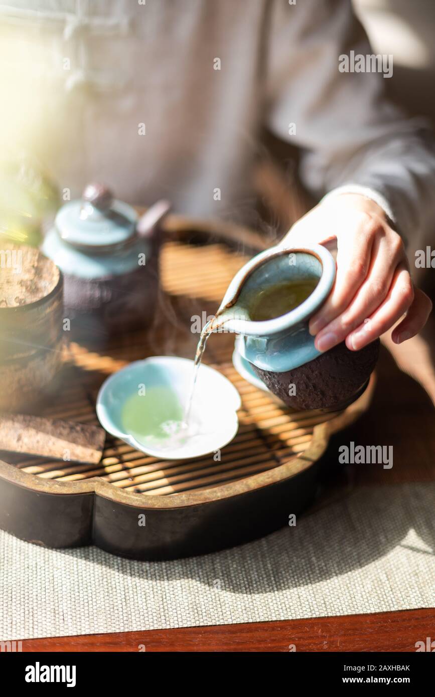 Traditional Chinese pouring tea ceremony Stock Photo