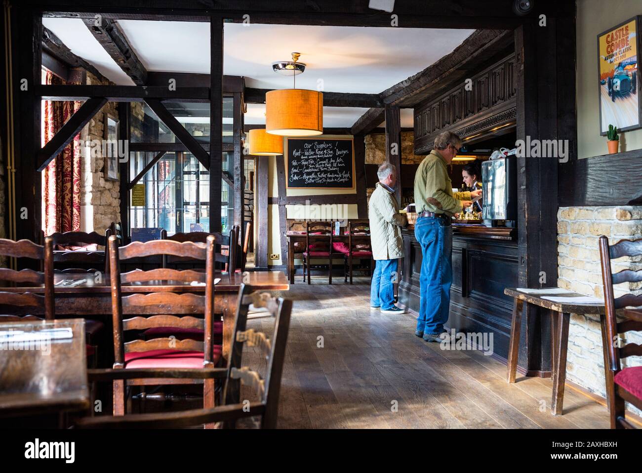 Pub in Castle Combe, England, one of the gems of the Cotswolds. Stock Photo