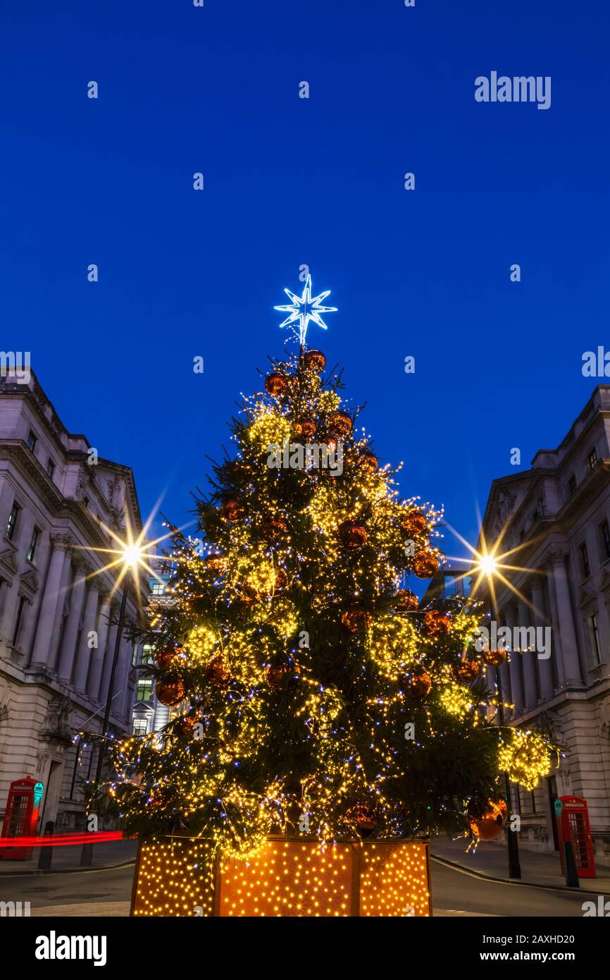 England, London, Regent Street, The St James Christmas Tree Stock Photo