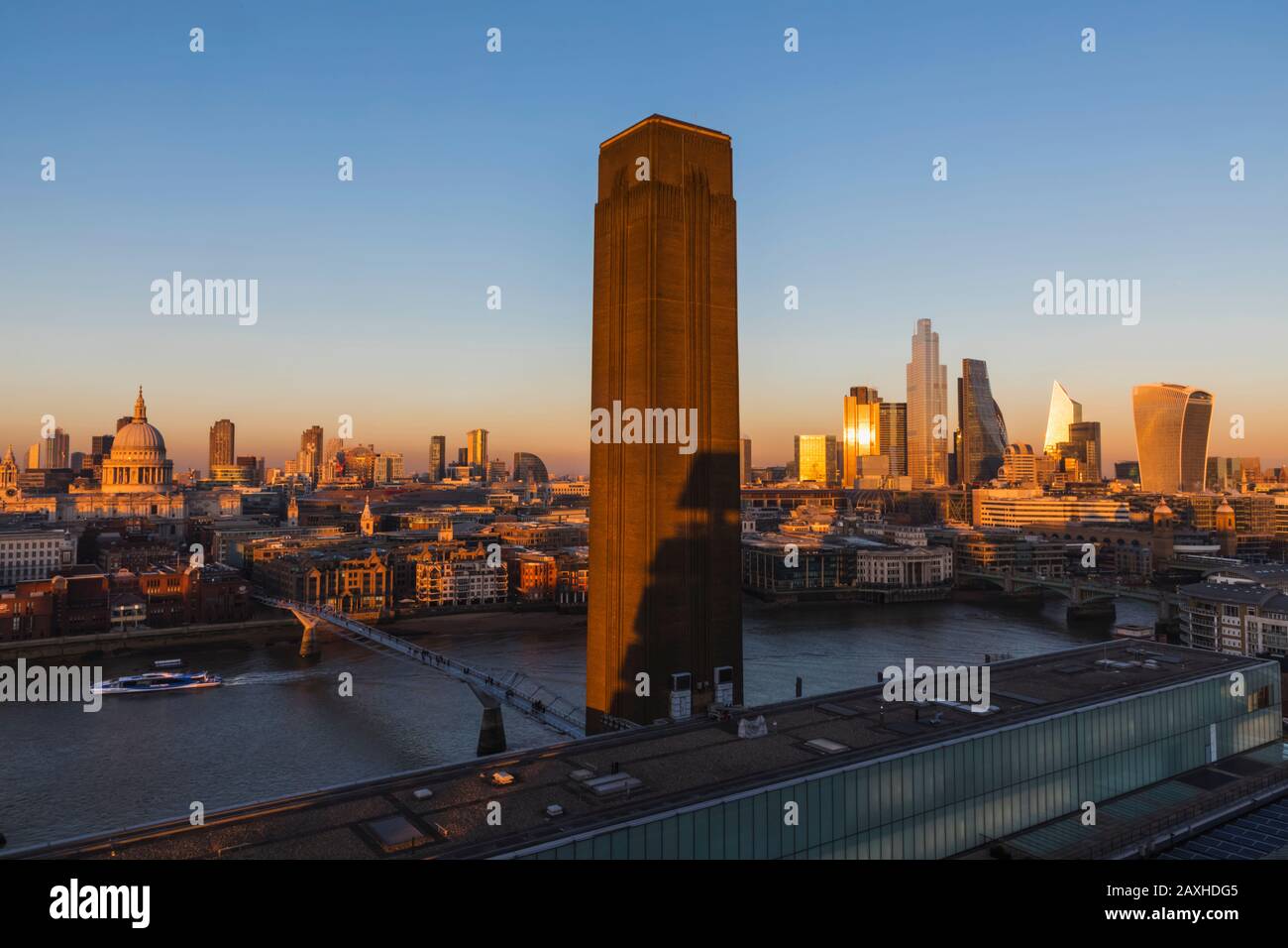 England, London, City of London Skyline and River Thames View From Tate Modern Stock Photo