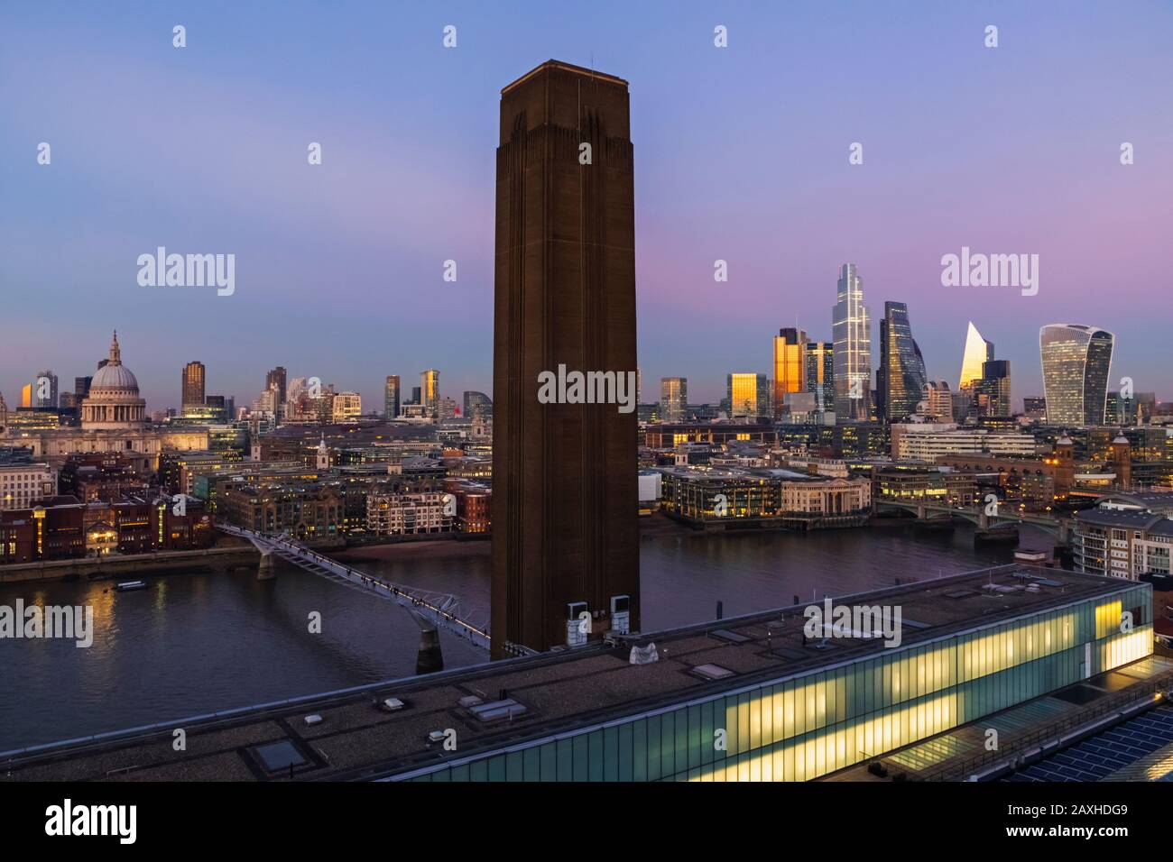 England, London, City of London Skyline and River Thames View From Tate Modern Stock Photo