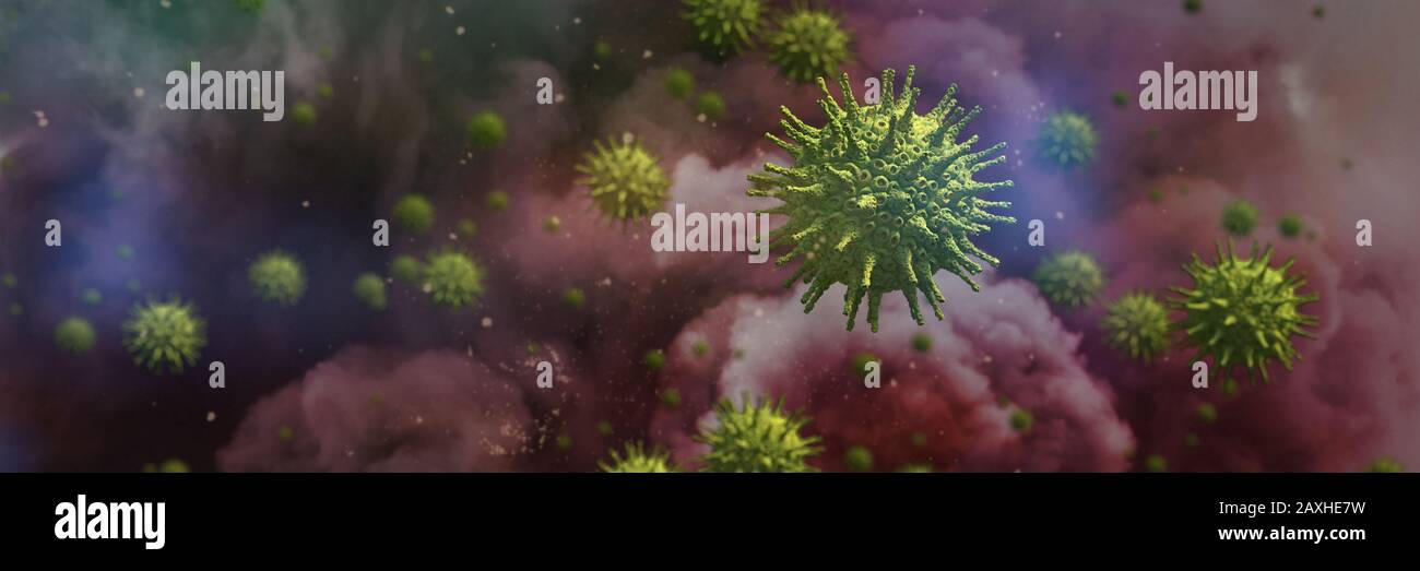 coronavirus outbreak, health threatening viruses, microbiology closeup scene Stock Photo