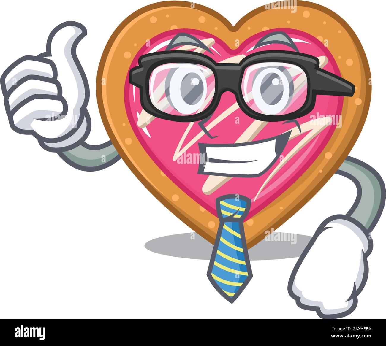 cool and smart Businessman cookie heart wearing glasses Stock Vector