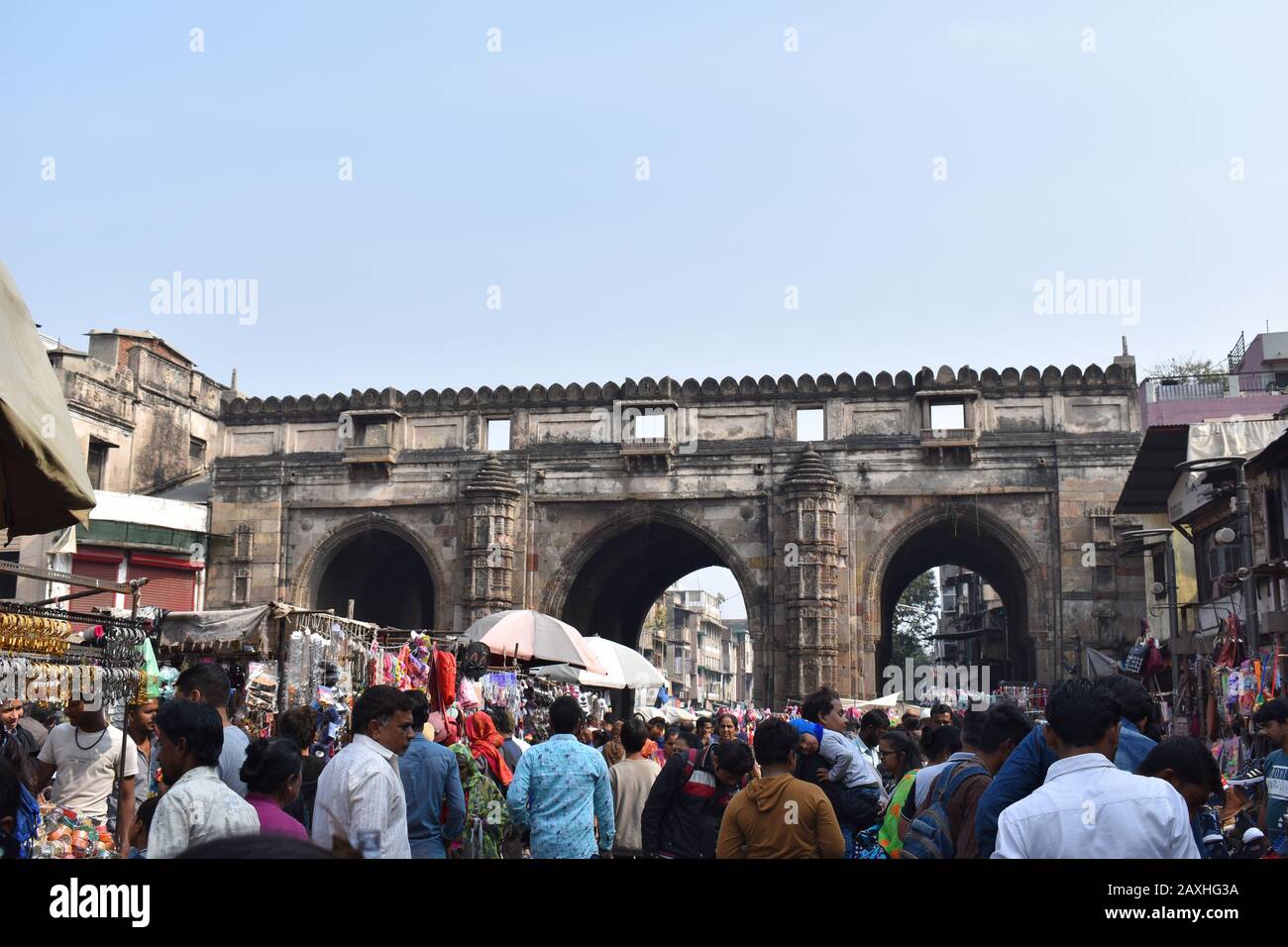 Gujarat, India, January 2020, Teen Darwaja, architectural marvel made up of arched gateways, one of the longest and oldest gateways in Ahmedabad Stock Photo