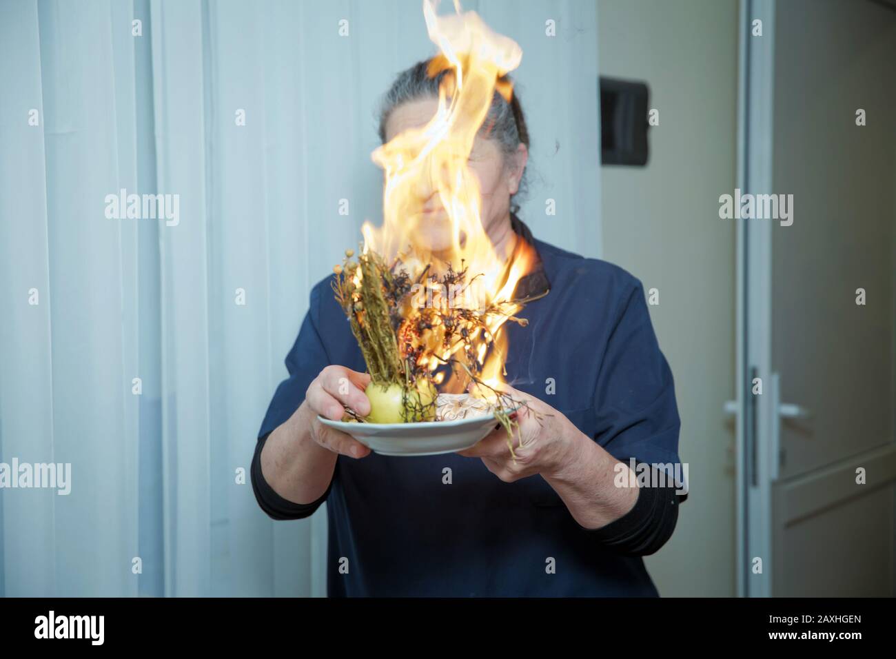 Incense of herb smokes for good luck. Magic plant uzerlik . Burning