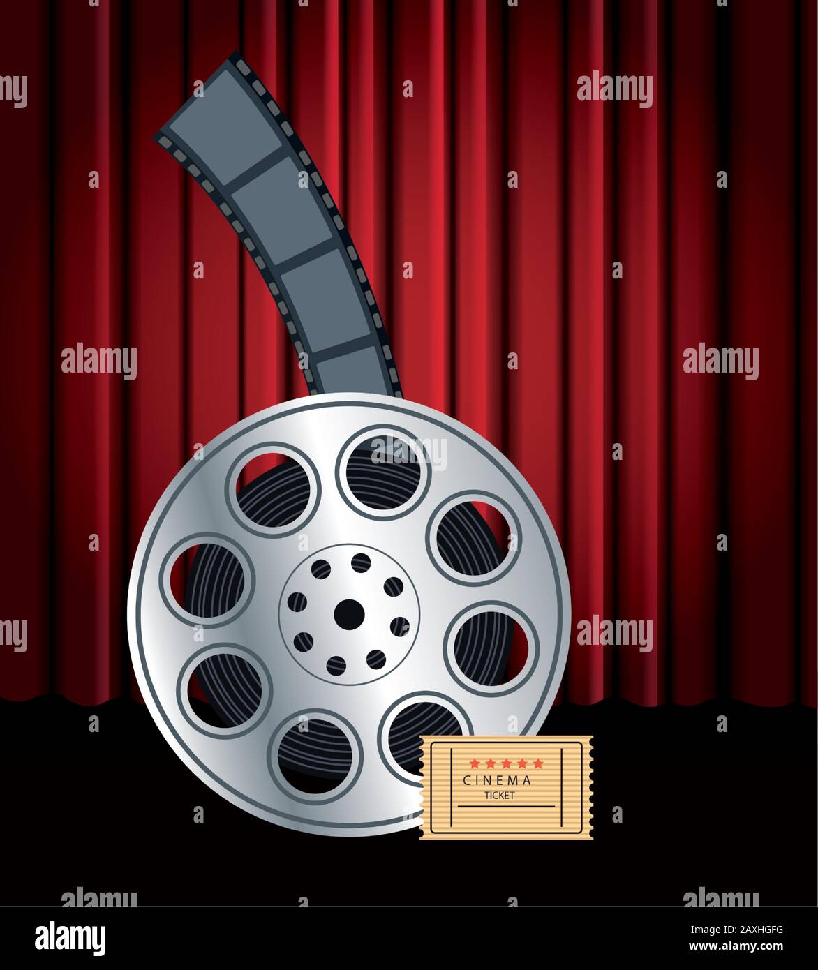 film reel and cinema ticket, colorful design Stock Vector Image & Art