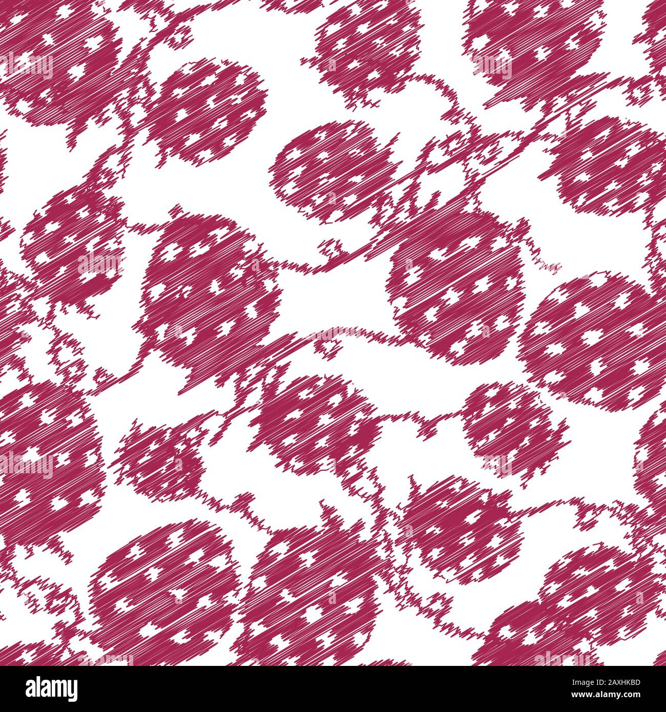 strawberry fruit and branches seamless vector pattern Stock Vector
