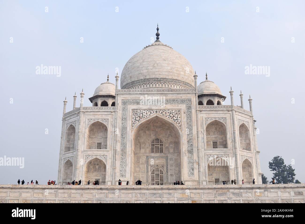 Agra, Uttar Pradesh, India, January 2020, Taj Mahal closeup view from Kau Ban Mosque Stock Photo