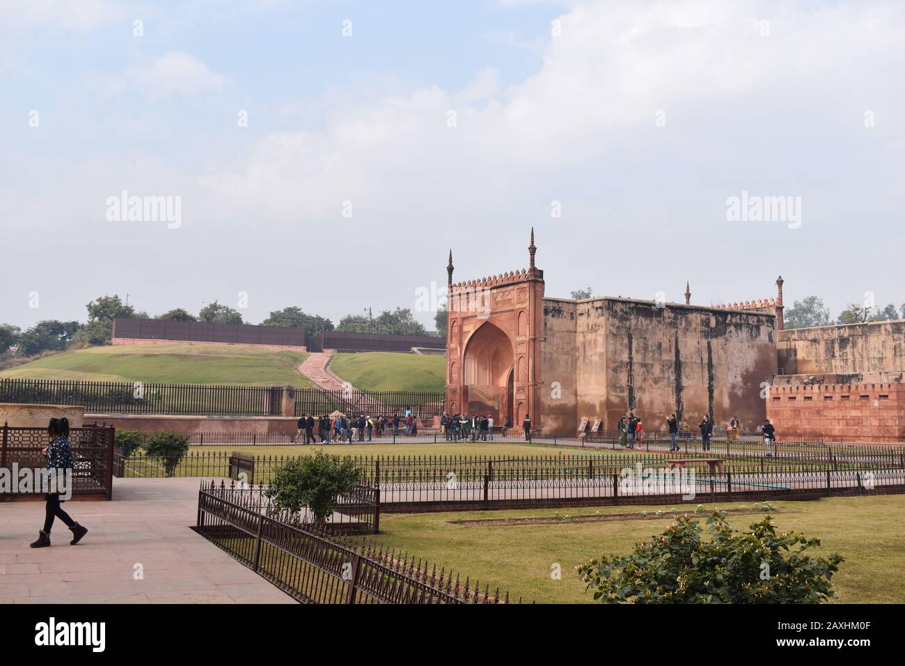 Agra, Uttar Pradesh, India, January 2020, Inside Gate, Agra Fort, 16th-century fortress of red sandstone located on the Yamuna River Stock Photo