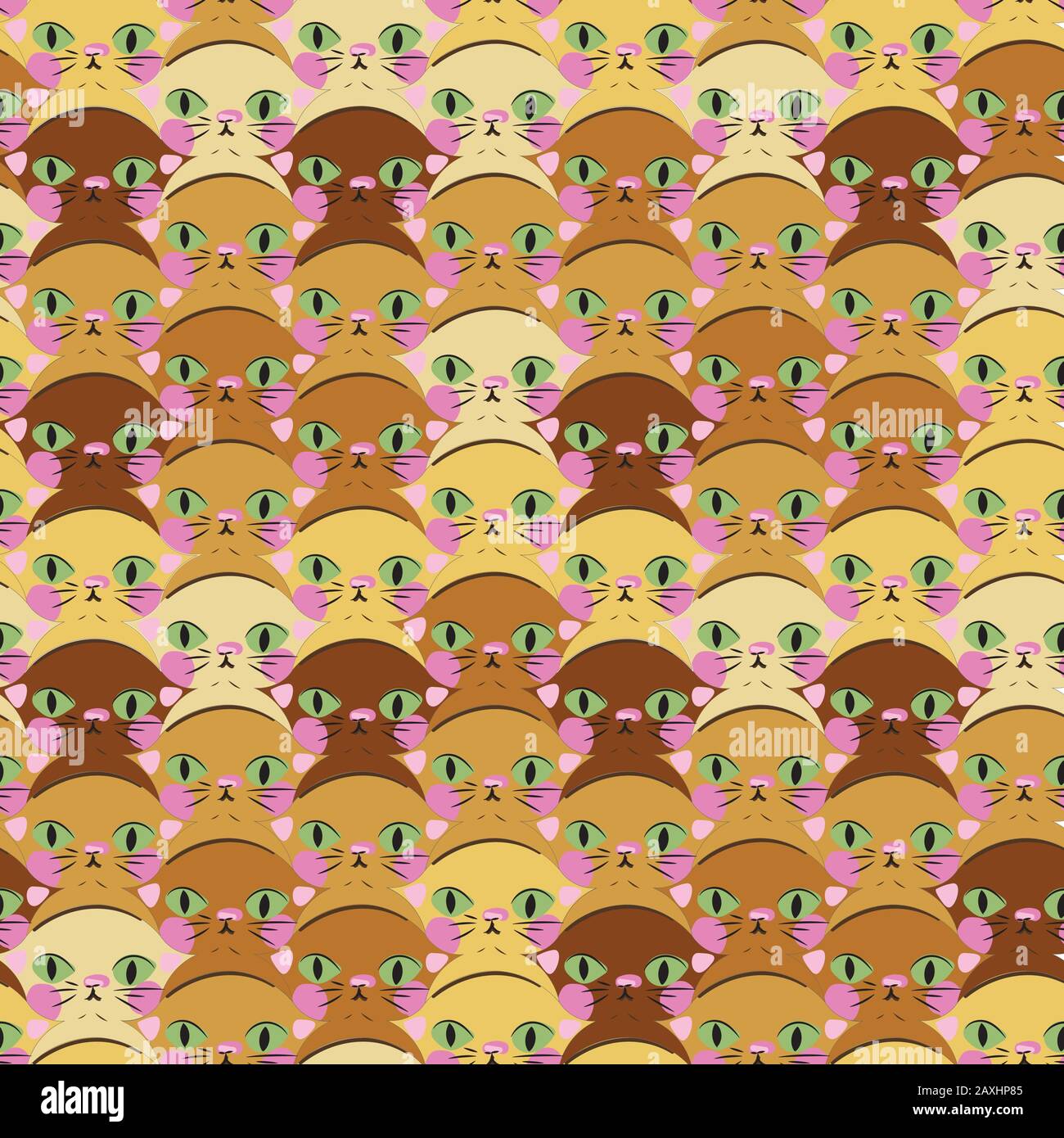cute kittens heads seamless vector tessellation pattern in warm mustard  yellows Stock Vector Image & Art - Alamy