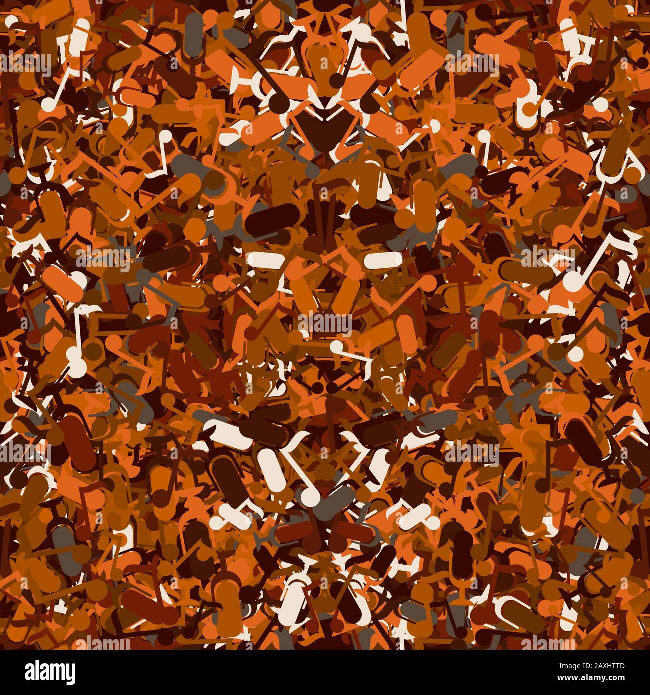 Seamless pattern of an old microphone and a note of yellow brown shades. Vector image Stock Vector