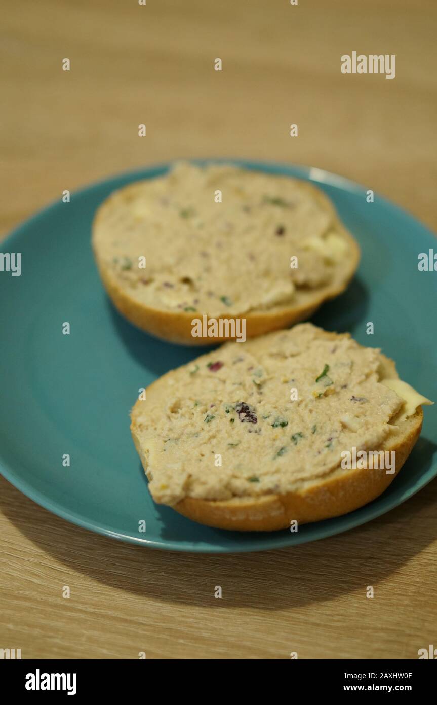 Bread with spread Stock Photo - Alamy