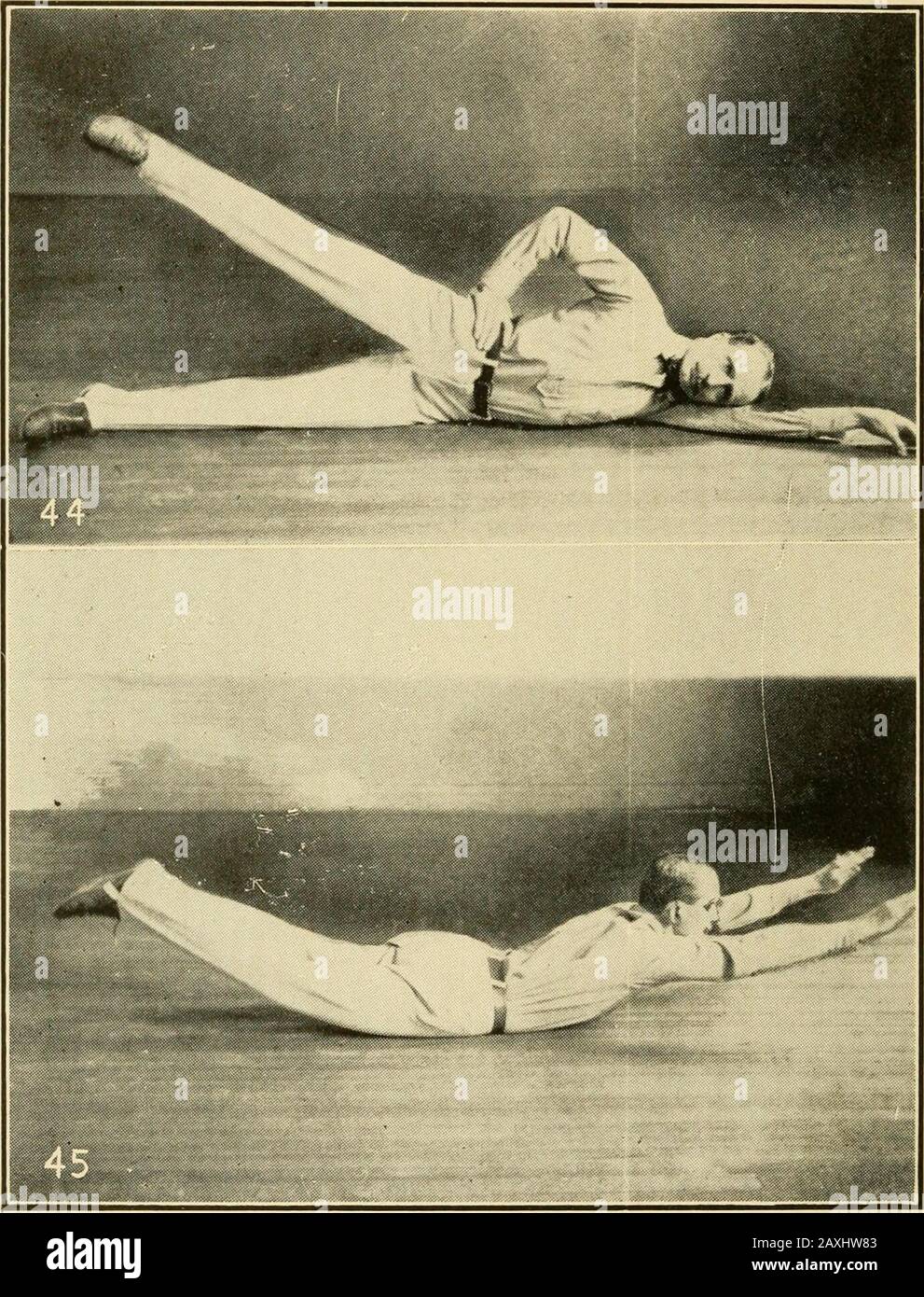 Graded calisthenic and dumb bell drills . posi tions. (a) In the stand. (b) In the stride-stand ^ 2. Arm movements.(Fig. 31). I 3. Leg movements. ^4. Arm and leg movements 6. Arch bend (backward), (a) In the walk-stand j(Fig. 2). I I. Arms held in various posi (b) From stand with leg movements. tions.2. Arm movements. L II. EXERCISES OF THE LOWER EXTREMITIES. 1. Charge (or lunge), Fig. 7. (a) Forward. (b) Forward oblique. (c) Side. (d) Rear obli&lt;iue. (e) Rear. (f) Cross. 1. Arms held in various posi-tions. 2. Arm movements. 3. Body movements. 4. Arm and body movements. 2. Leg movements in t Stock Photo