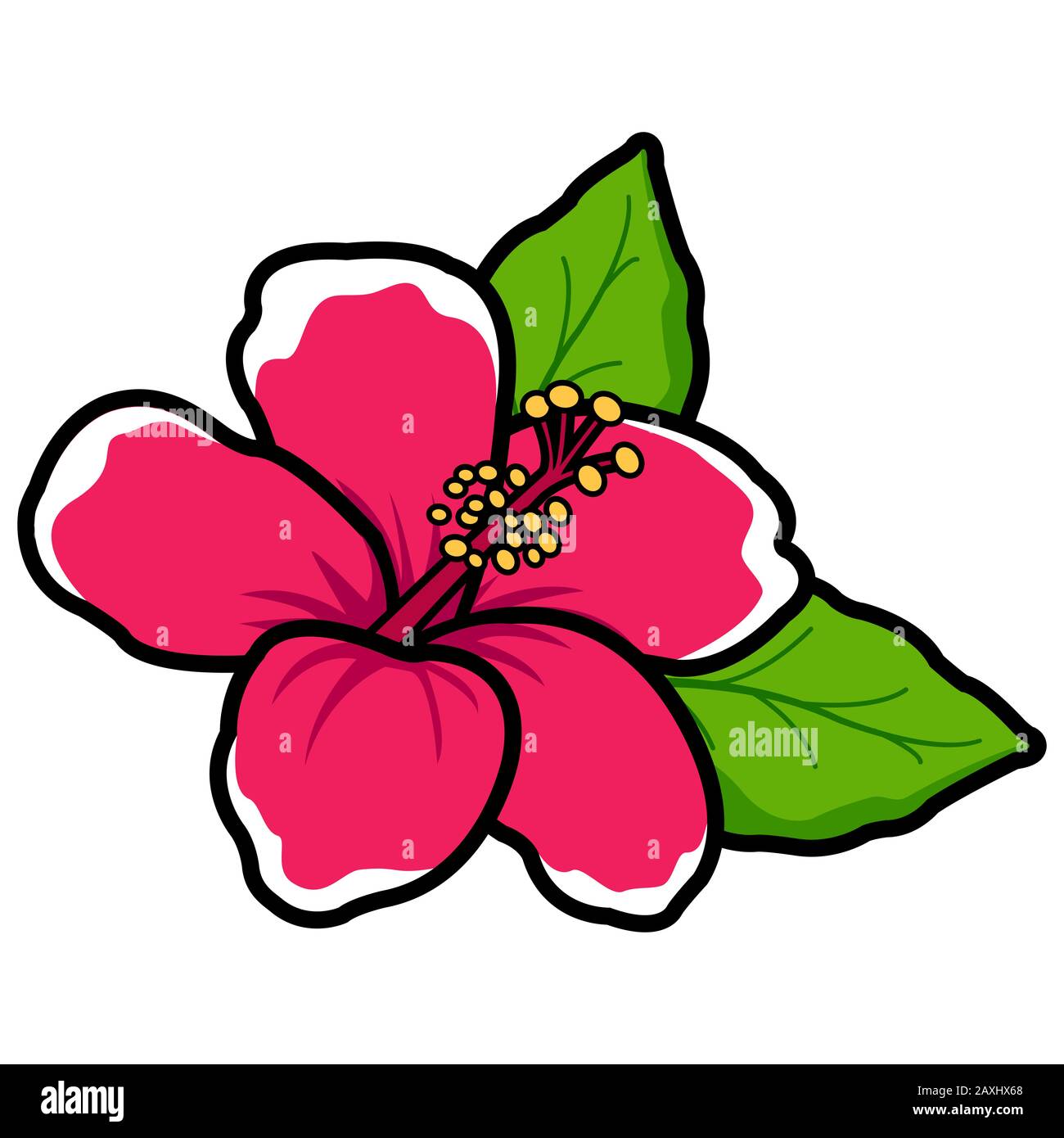 Illustration of a cartoon style Hawaiian hibiscus flower Stock Photo - Alamy
