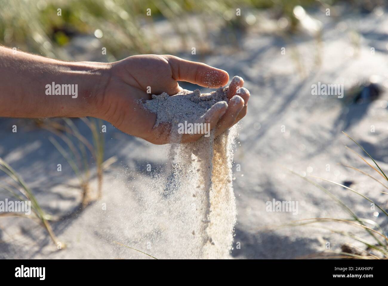 Hand feeling sand Stock Photo Alamy