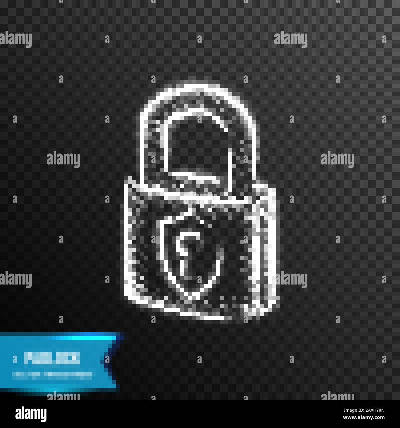 padlock security system from connecting dot and line. light effect. vector illustration, isolated on transparent background Stock Vector