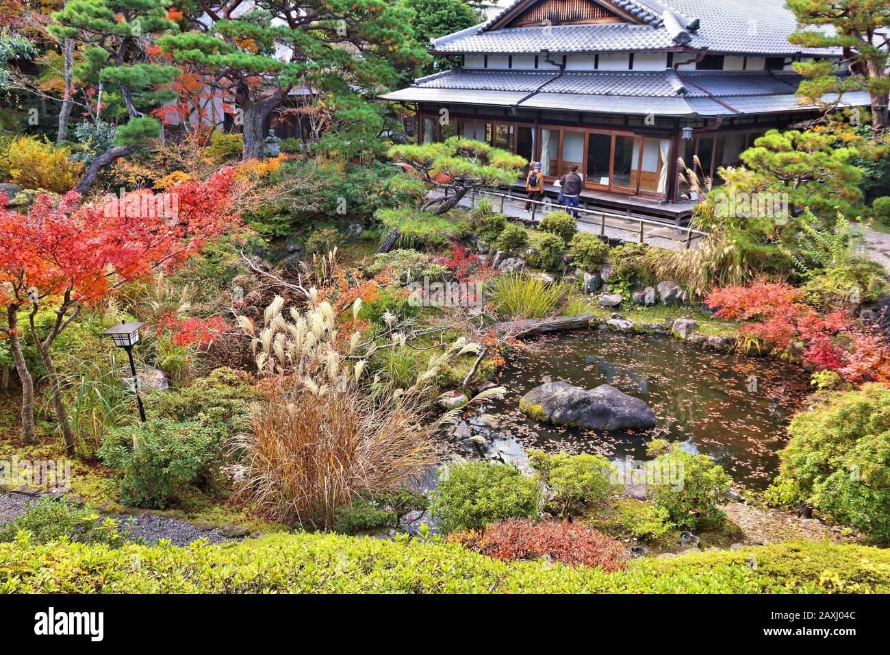Nara, Japan. Autumn foliage in Japanese garden. Yoshikien Garden. Stock Photo