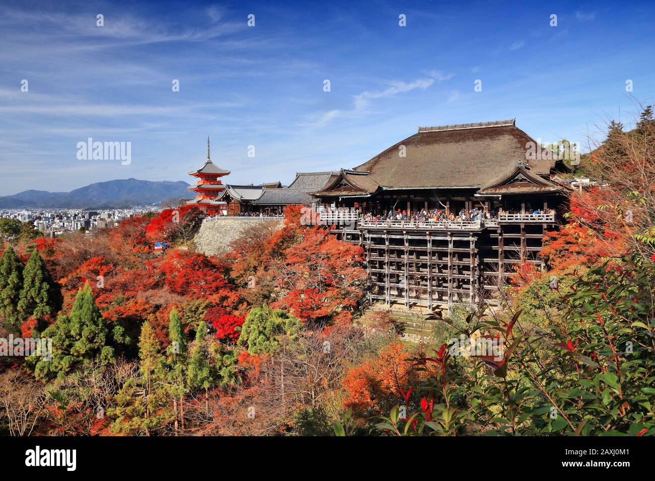 Kyoto landmark, Japan - Kiyomizu-dera Temple. Autumn in Japan. Stock Photo