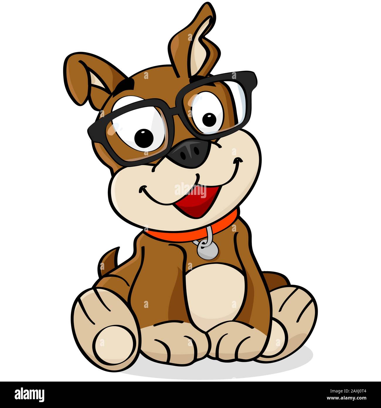 Concept cartoon illustration showing a nerd dog using glasses Stock Vector