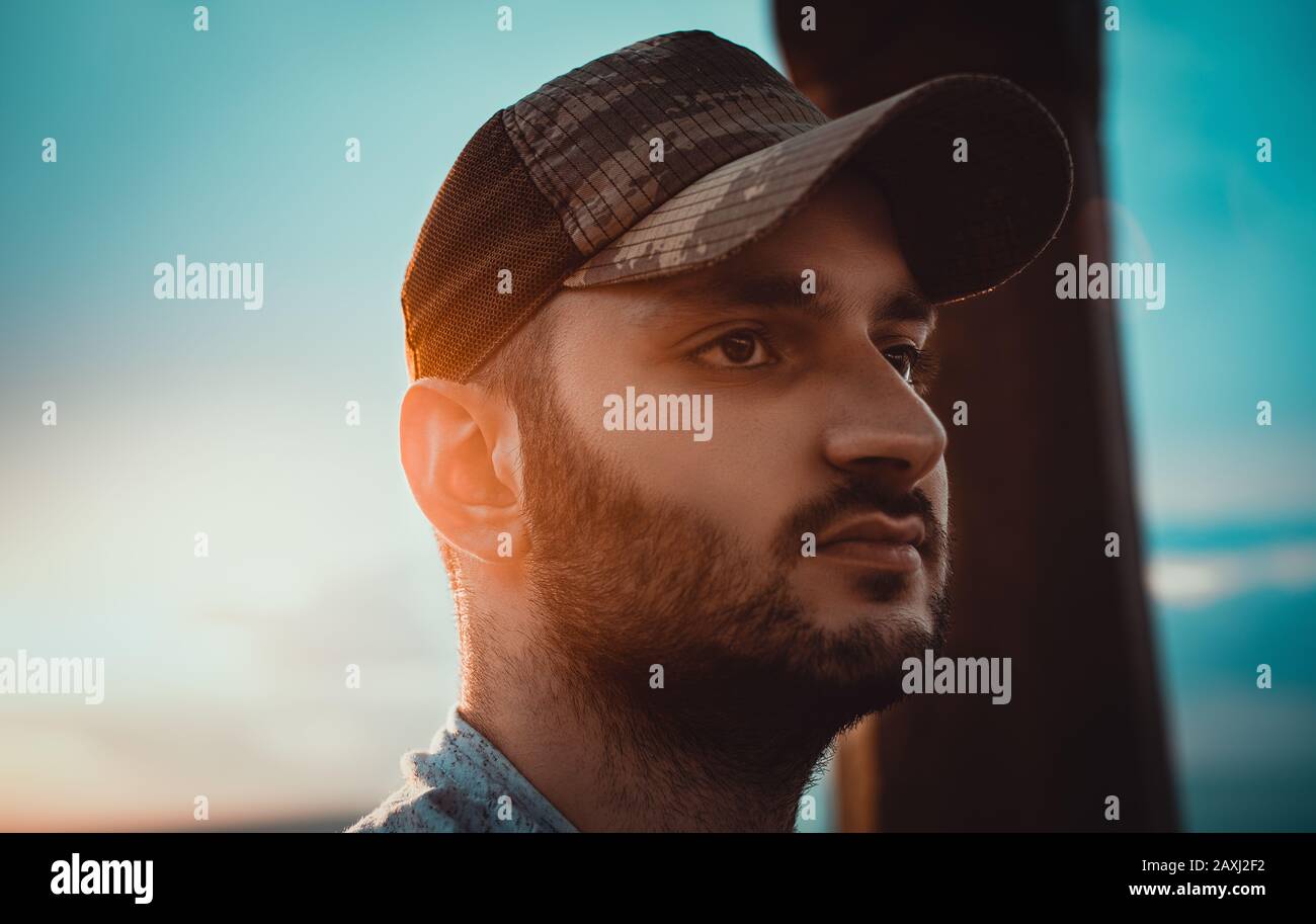 Portrait of Turkish young male in hat. Portrait Concept. Stock Photo