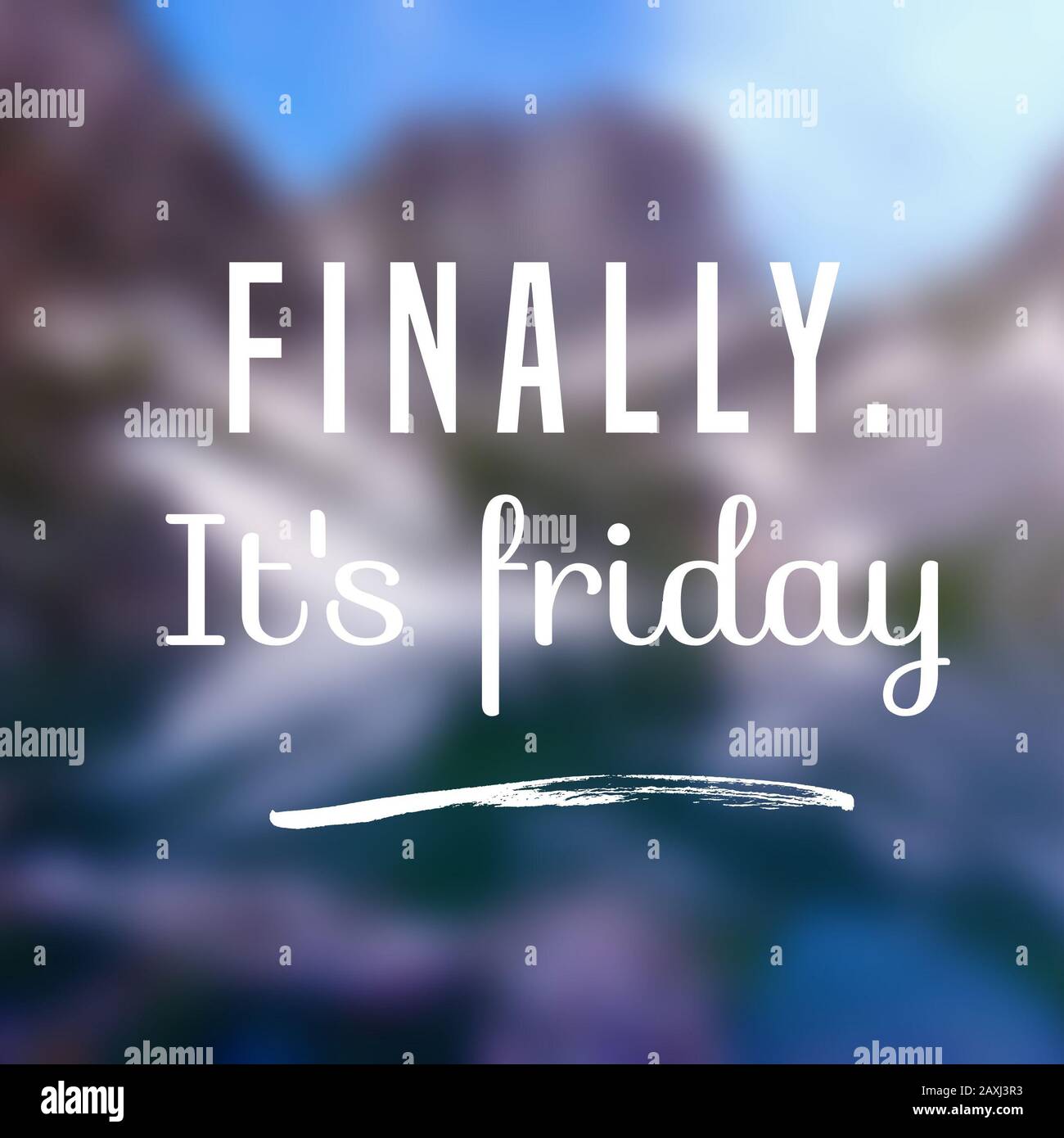 Finally it's Friday - weekend joy motivational poster Stock Photo - Alamy