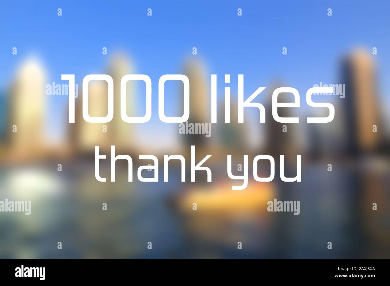 1000 likes. Social media achievement. Thank you sign. Stock Photo