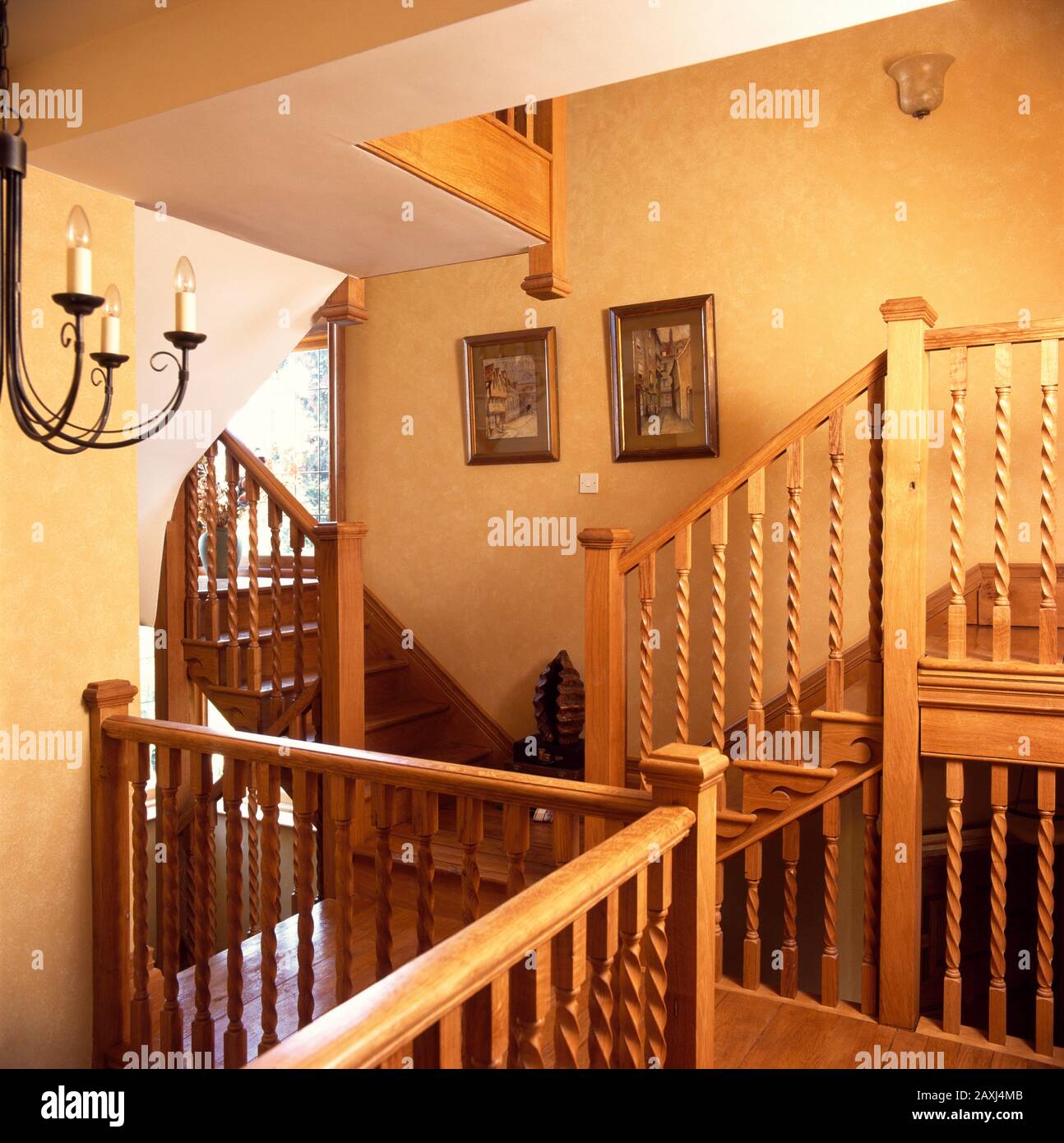 Landing and stairs up and down Stock Photo Alamy