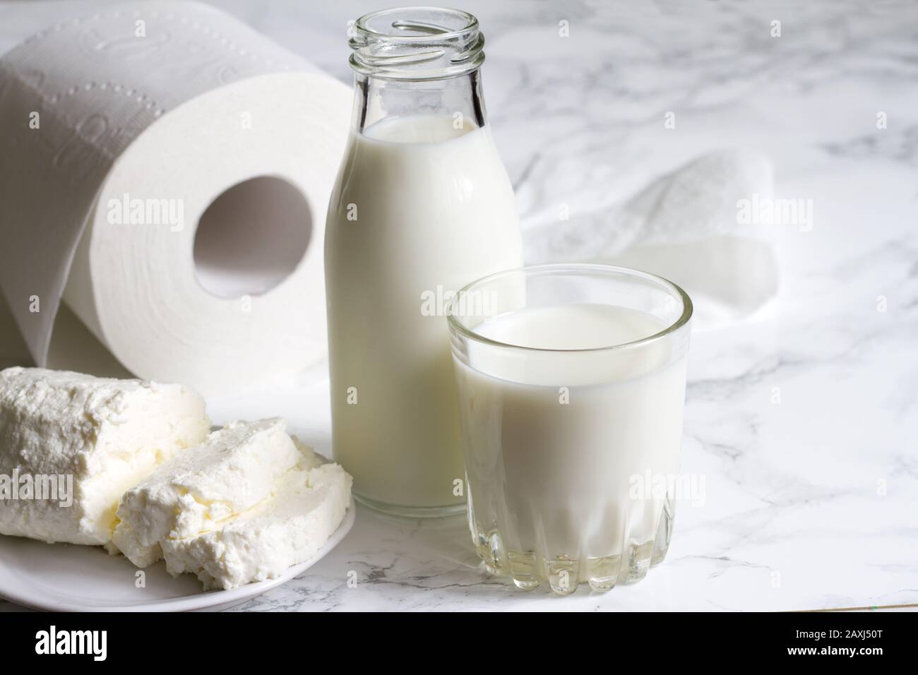Lactose intolerance and diarrhea concept with diary and toilet paper Stock Photo Alamy