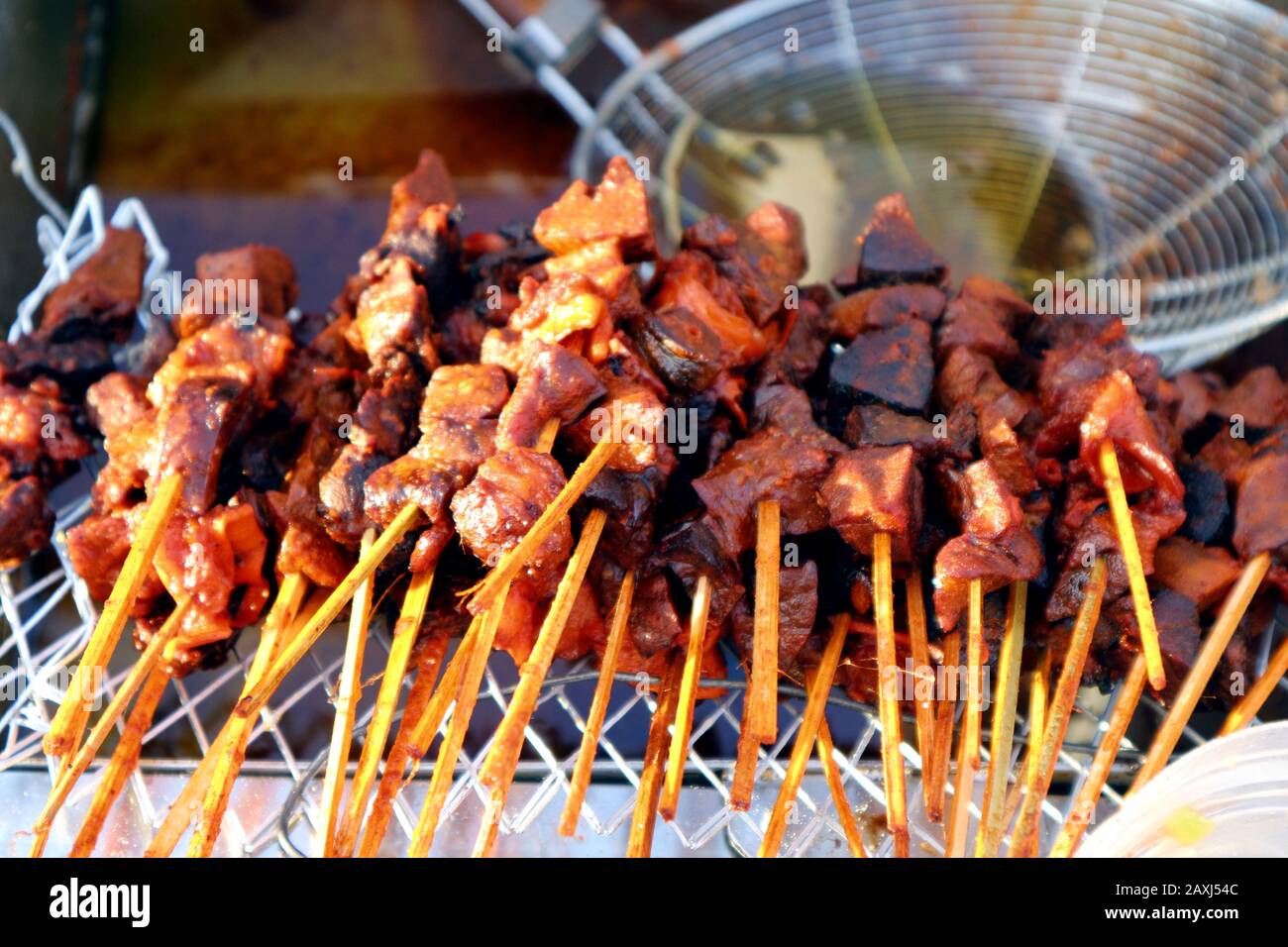 Photo of deep fried beef lungs called locally as Bopis in barbecue