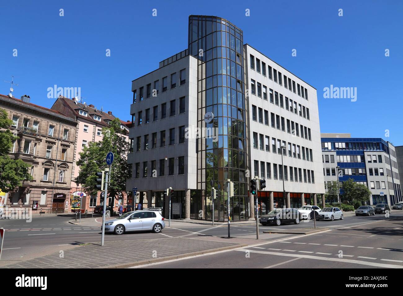 NUREMBERG, GERMANY - MAY 6, 2018: Regus office building in Nuremberg, Germany. Regus is a global company specializing in serviced offices, virtual off Stock Photo