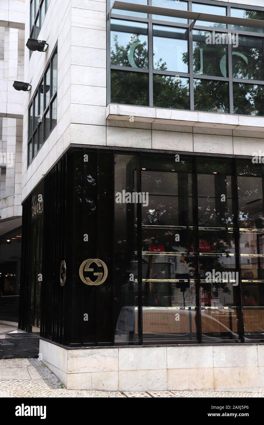 LISBON, PORTUGAL JUNE 6, 2018 Gucci fashion shop at Avenida da