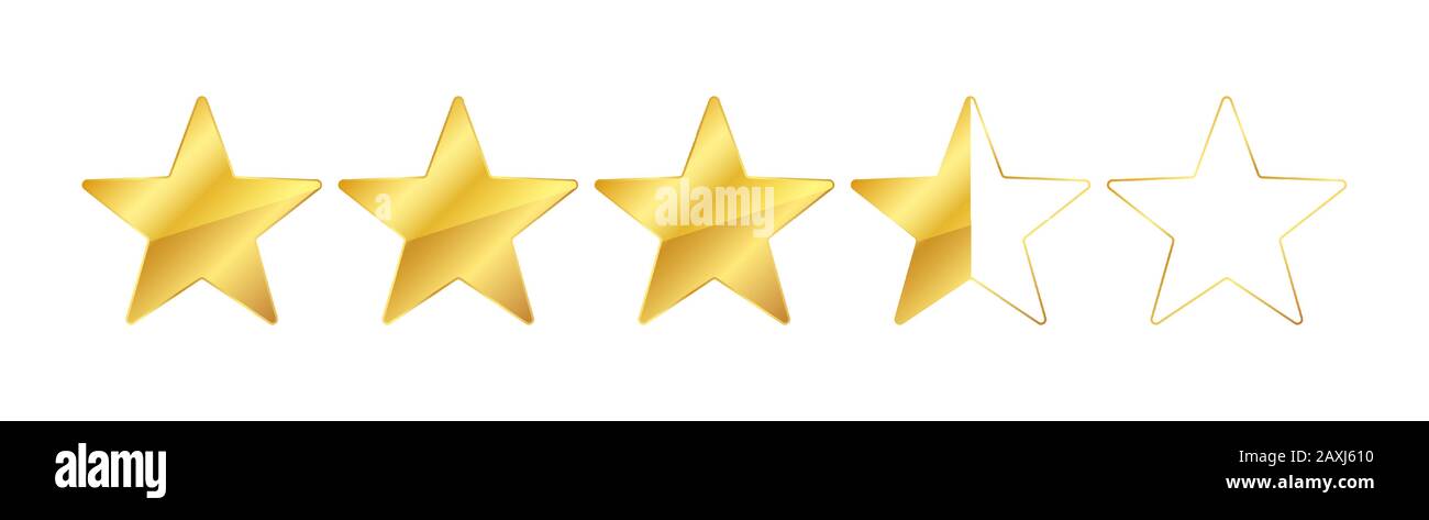 Five stars in a row rating icon for apps and websites. Vector illustration Stock Vector