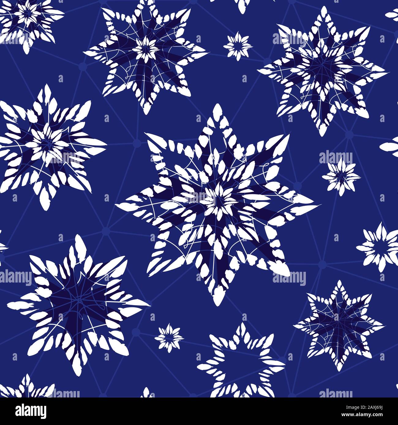 Vector blue abstract snowflake stars seamless background 09. Suitable ...