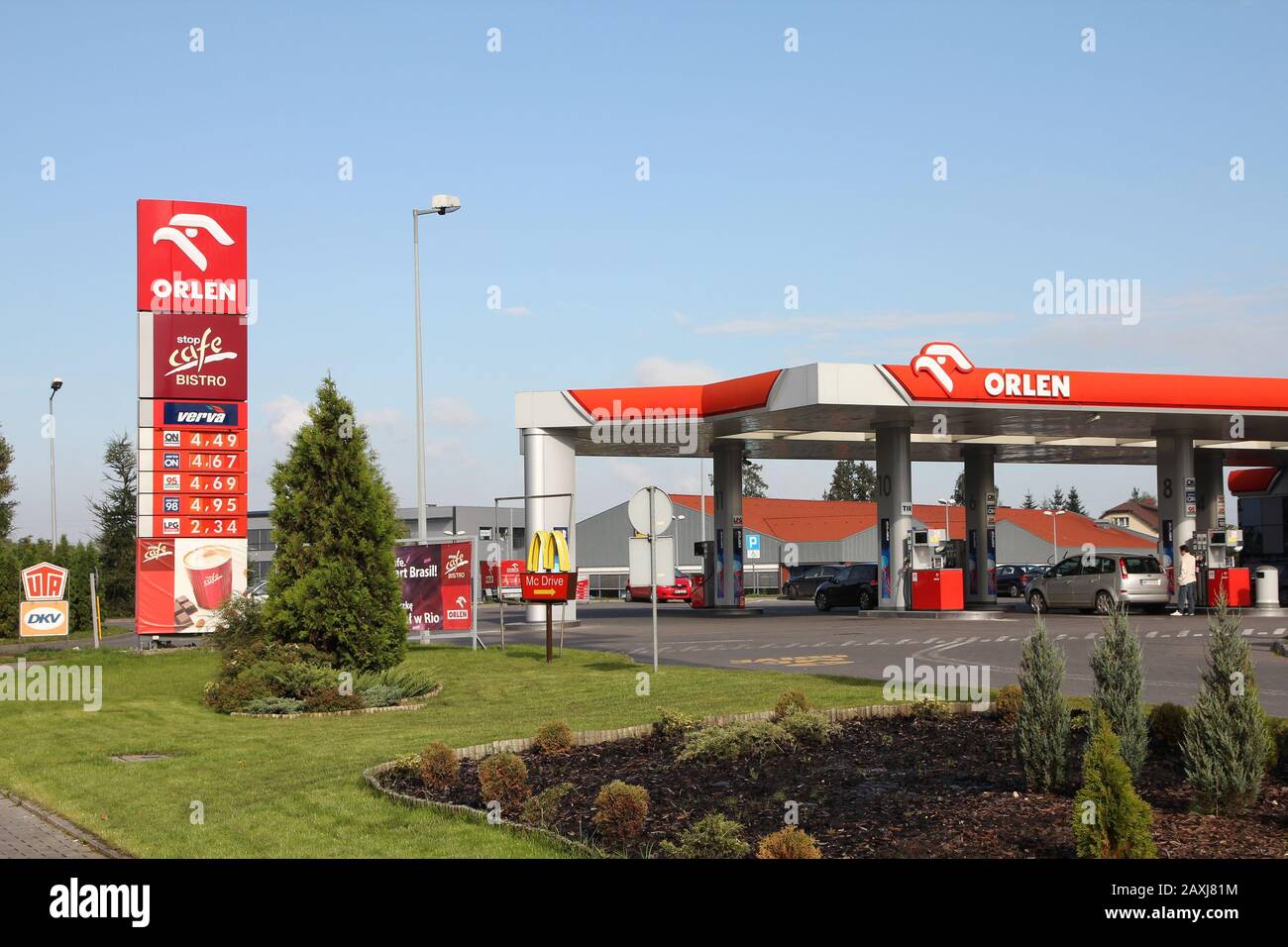 PLOCK - SEPTEMBER 7: Orlen gas station on September 7, 2010 in Plock, Poland. Orlen is the largest Polish company and one of 500 largest in the world. Stock Photo