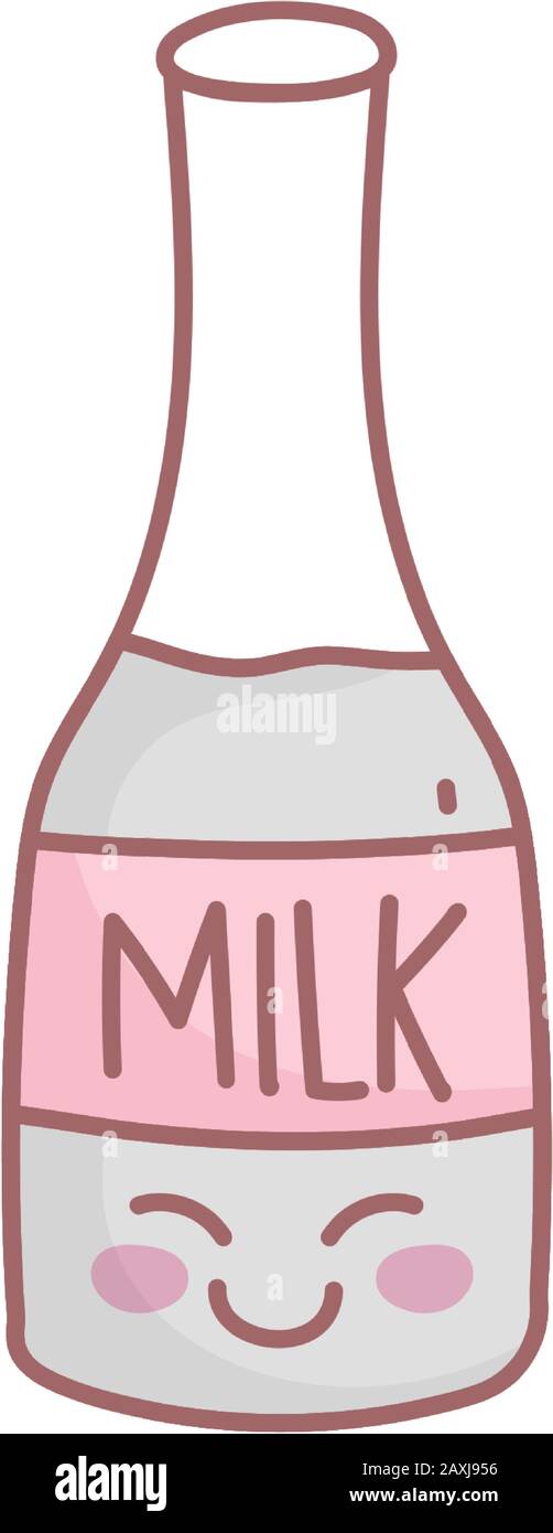 milk bottle menu restaurant cartoon food cute vector illustration Stock