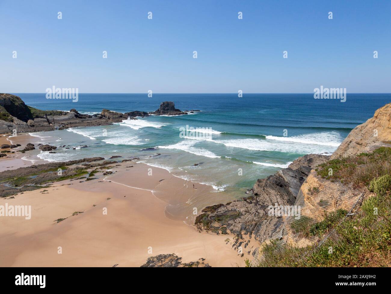 Sandy Carvalhal beach Parque Natural do Sudoeste Alentejano e Costa Vicentina, Brejão, south west Alentejo, Alentejo Littoral, Portugal Stock Photo