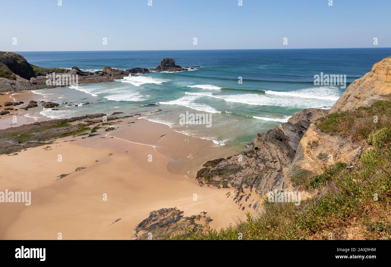 Sandy Carvalhal beach Parque Natural do Sudoeste Alentejano e Costa Vicentina, Brejão, south west Alentejo, Alentejo Littoral, Portugal Stock Photo