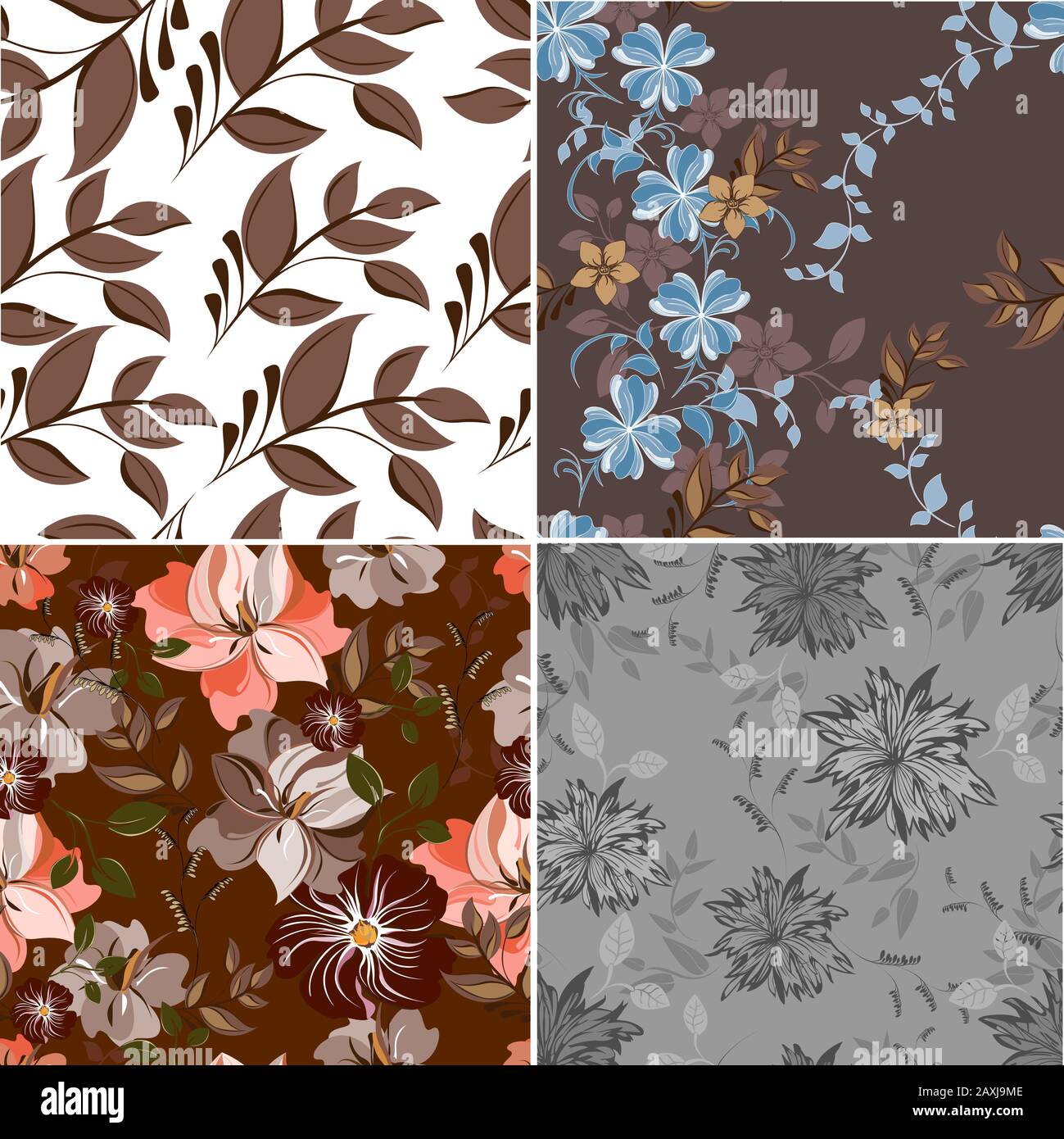 Vector abstract background seamless flowers and floral pattern Stock ...