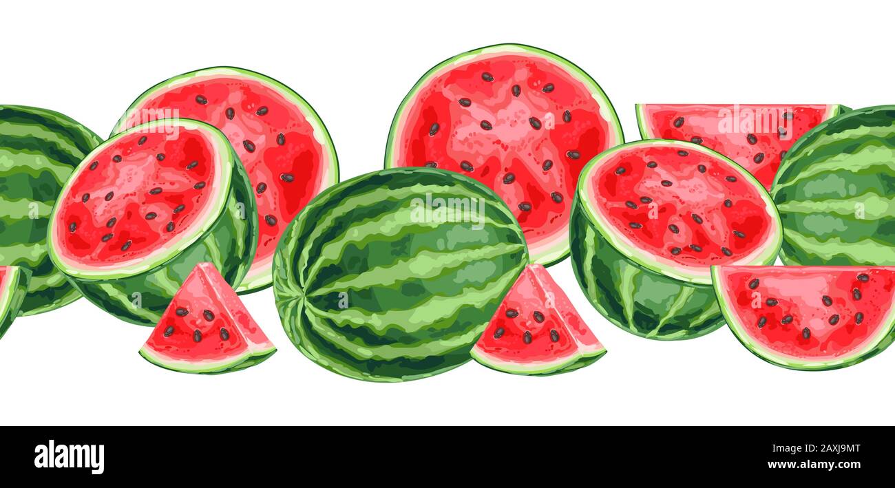 Seamless pattern with watermelons and slices Stock Vector Image & Art ...