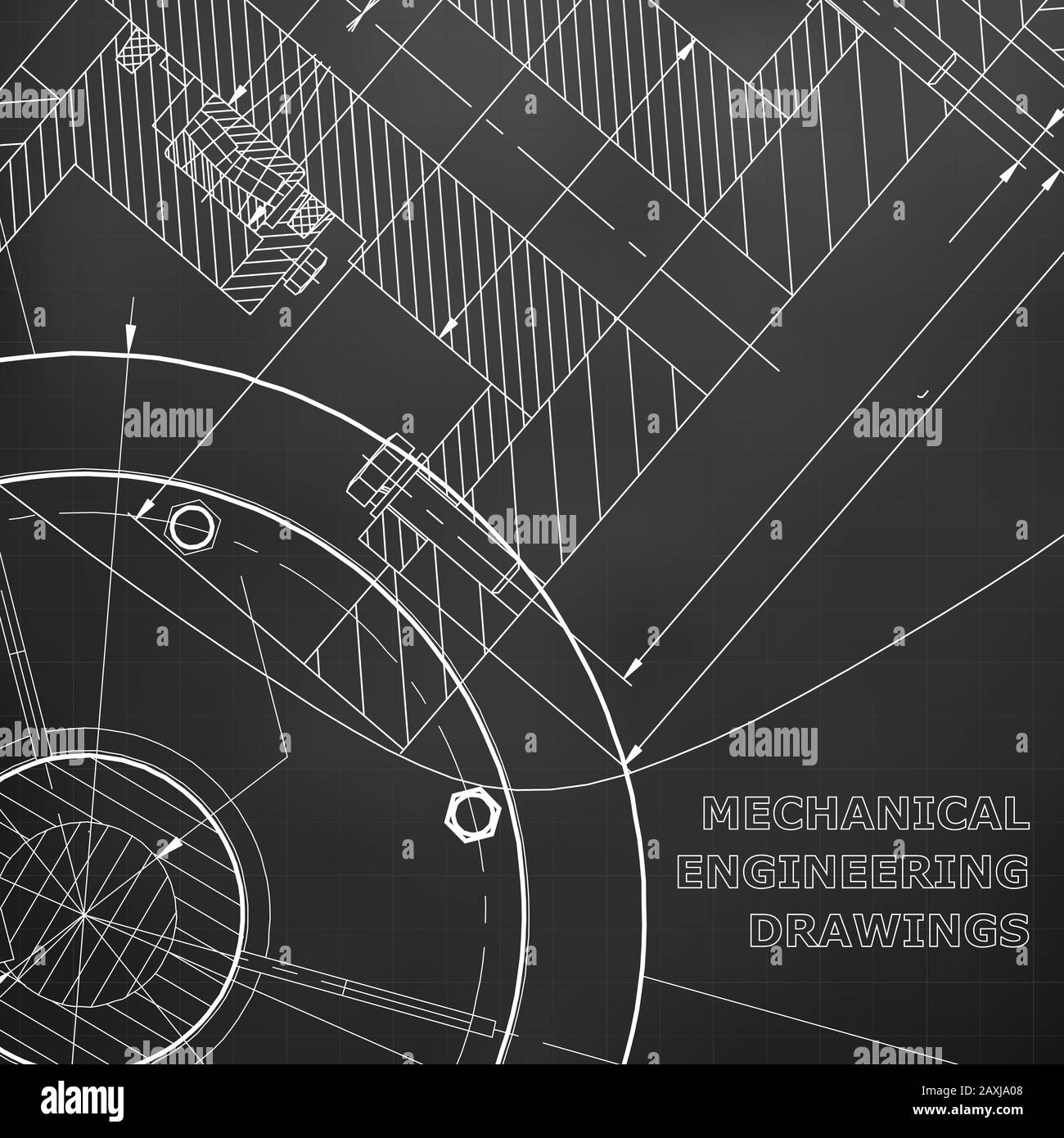 Backgrounds of engineering subjects. Technical illustration. Mechanical.  Black background. Grid Stock Vector Image & Art - Alamy