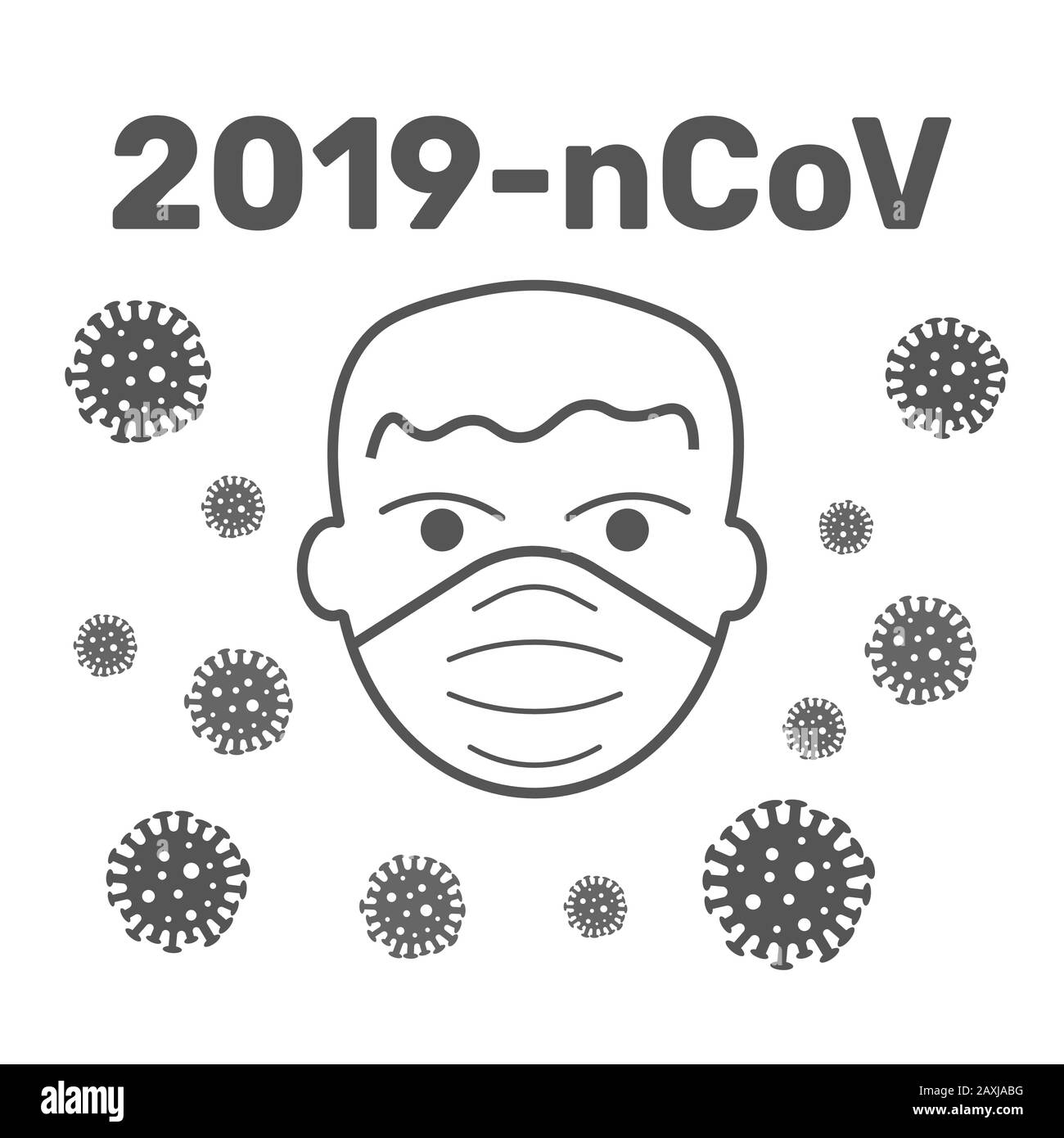 MERS-Cov middle East respiratory syndrome coronavirus , Novel coronavirus 2019-nCoV , flat silhouette of person head with hygienic medical mask and Stock Vector