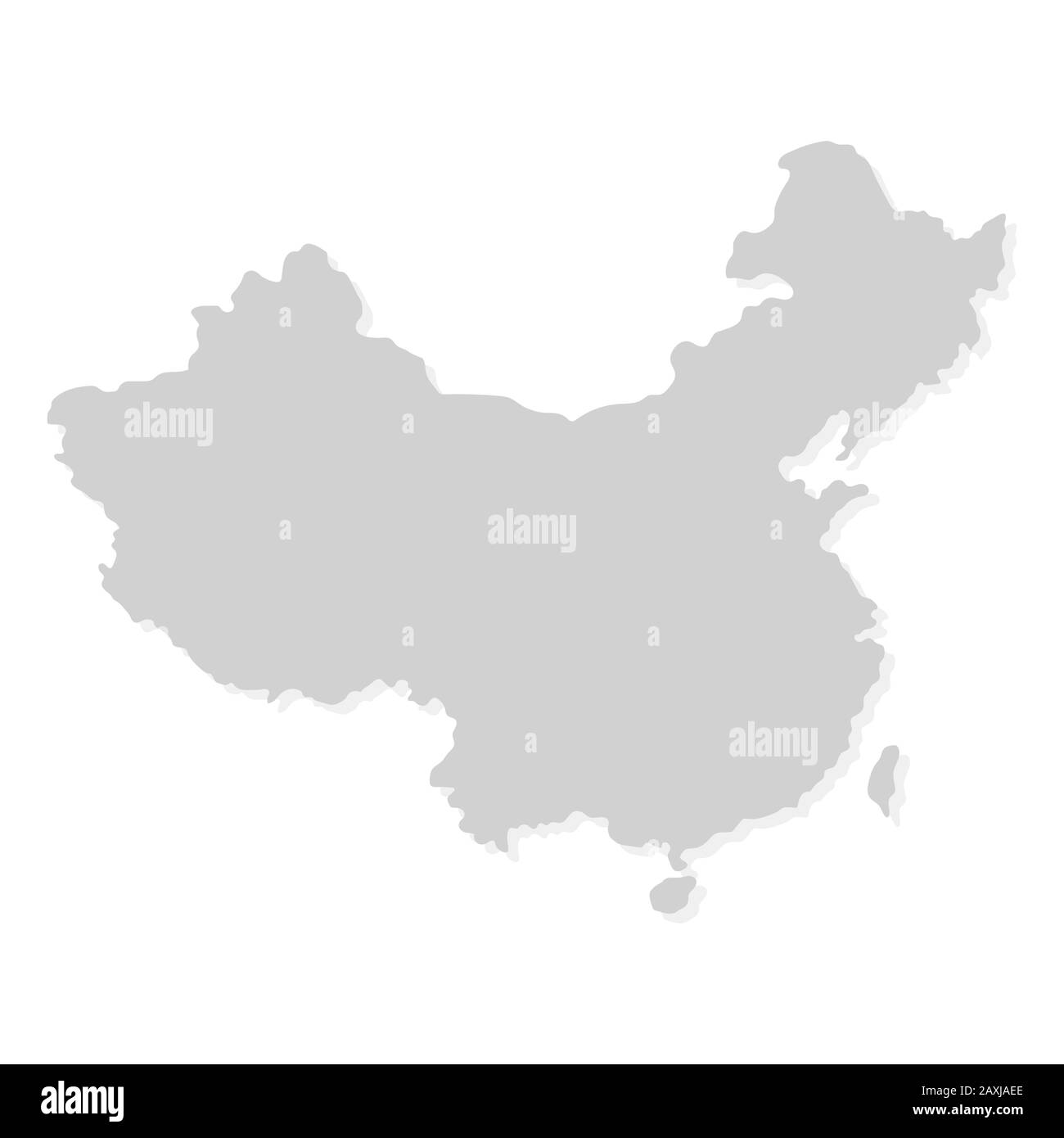 China map isolated on white background. Map with shadow. Vector illustration for any design. Stock Vector