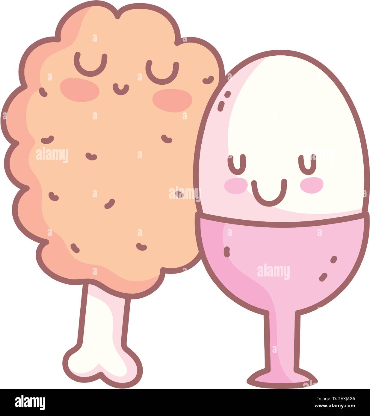 boiled egg and chicken roast leg restaurant menu food cute vector