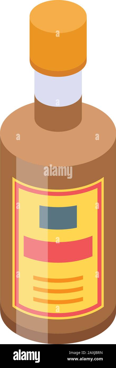 Whiskey bottle icon, isometric style Stock Vector