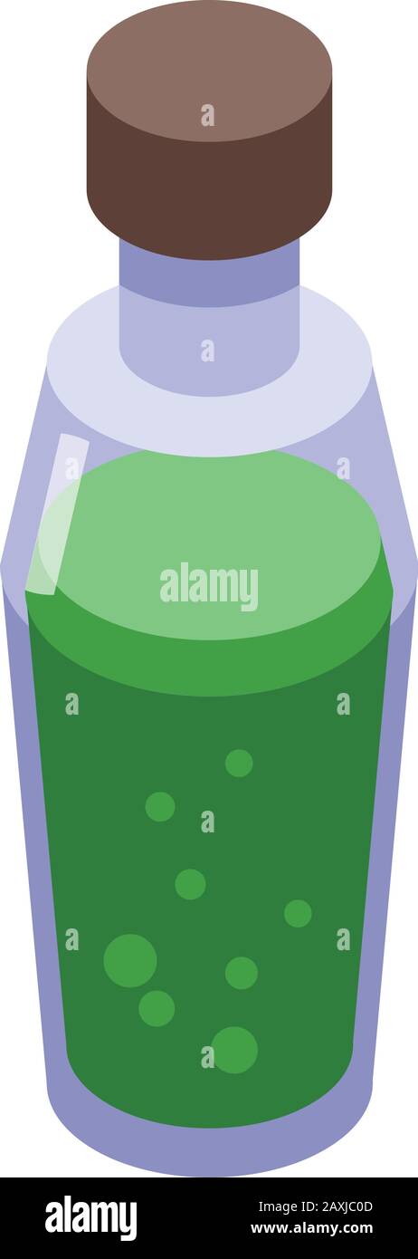 Green potion icon, isometric style Stock Vector