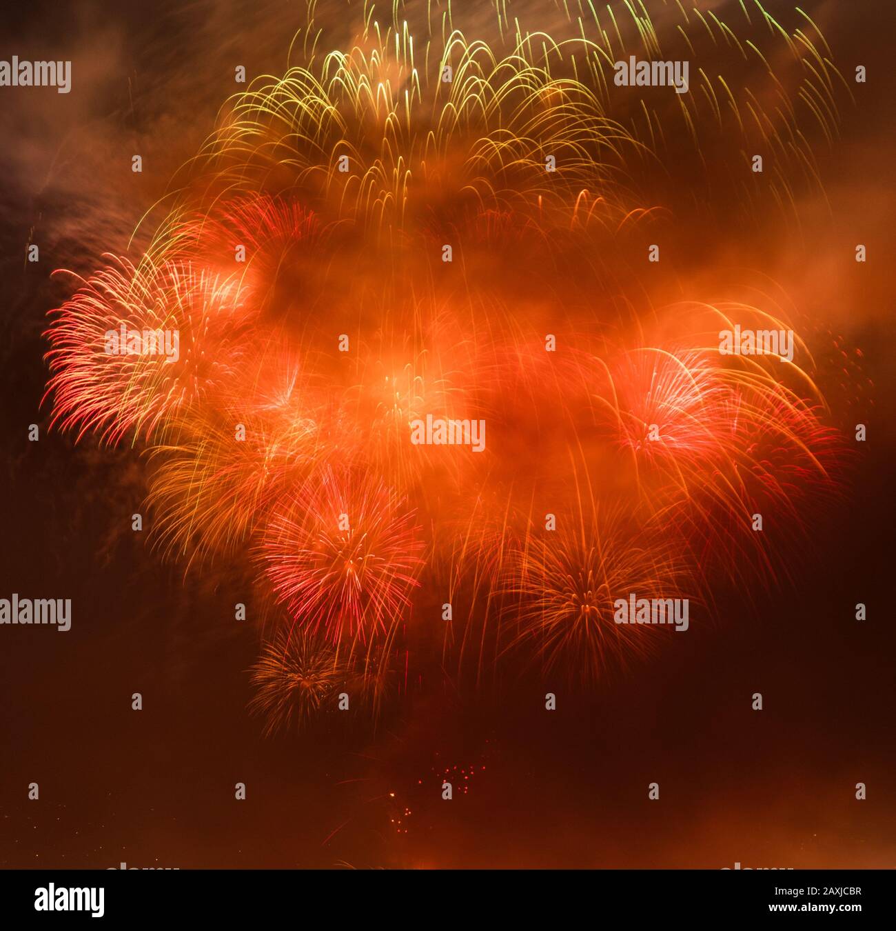 The annual international fireworks competition "Celebration of Light," held every august at English Bay, Vancouver, BC Stock Photo