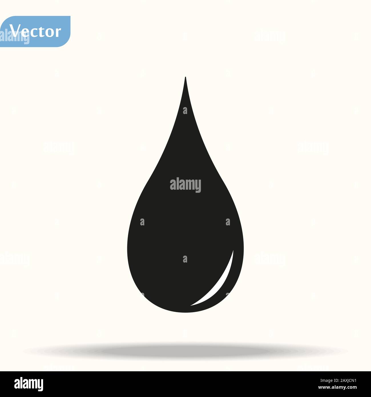 black icon of blood drop in flat style isolated on white background