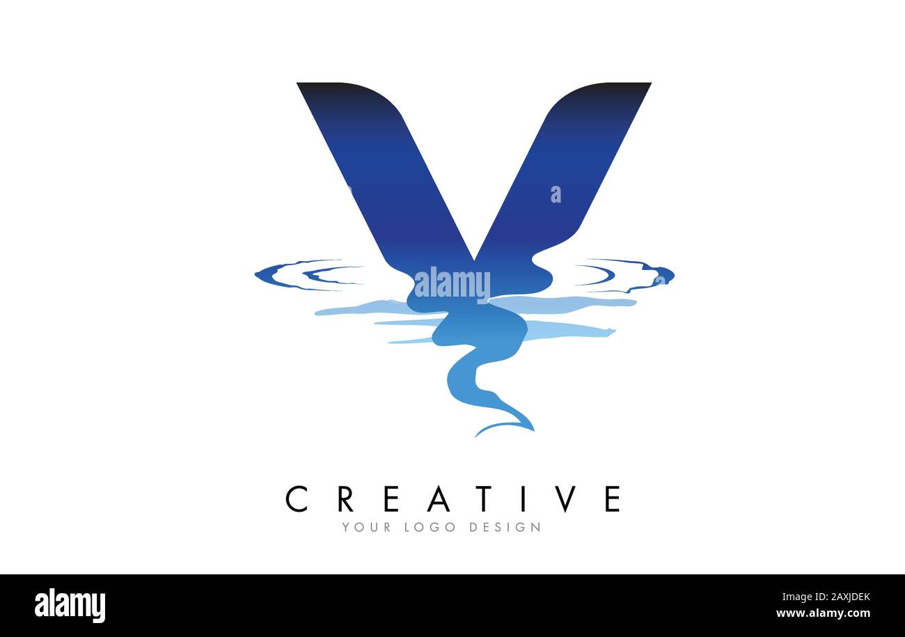 V Letter Logo Design With Water Effect And Deep Blue Gradient Vector Illustration Template V Brand Name Companies Stock Vector Image Art Alamy
